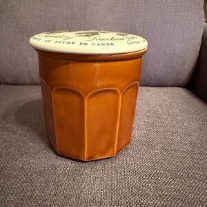 Vintage brown Ceramic Jar with Lid Preowned